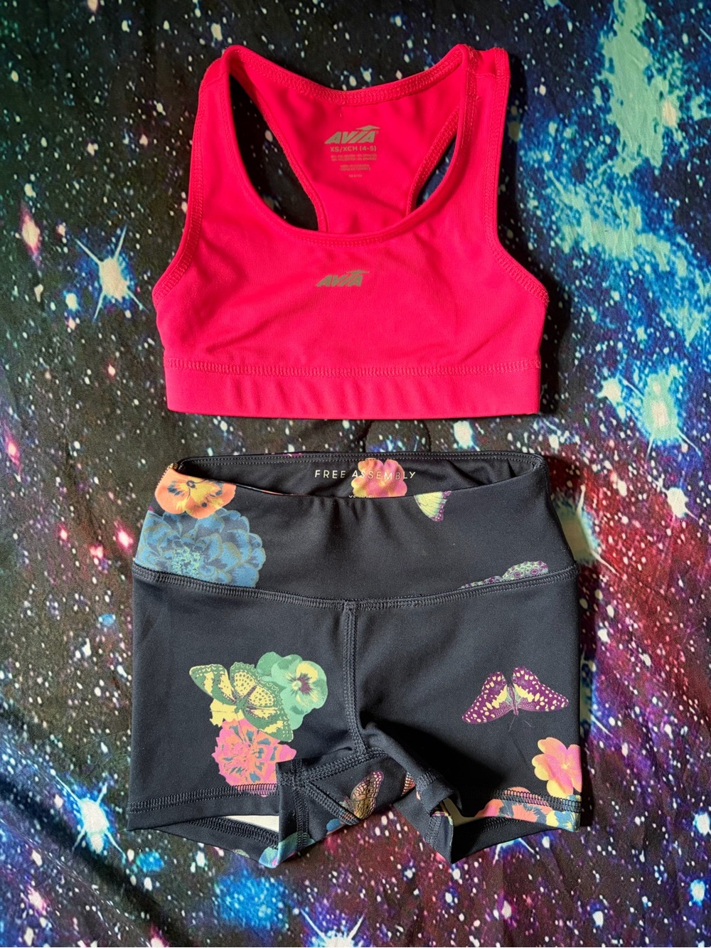 Avia Kids Two-Piece Active Set in Hot Pink and Black Floral
